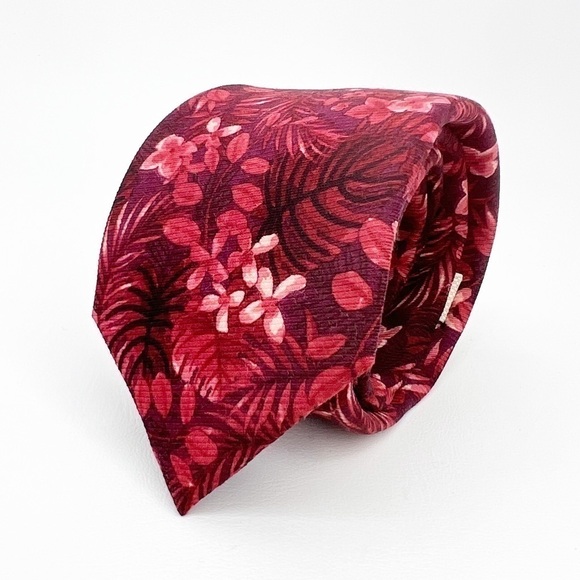 Tommy Bahama Tie Wool & Silk Reds & Pinks Floral Leaves Palm Necktie New NWT - Picture 5 of 5
